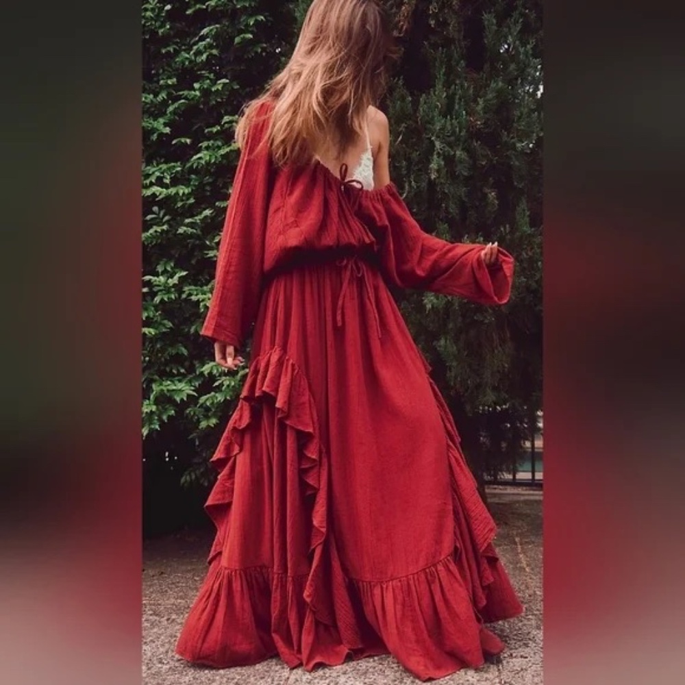 Free People Shore Chic Maxi Dress In Burnt Henna Red